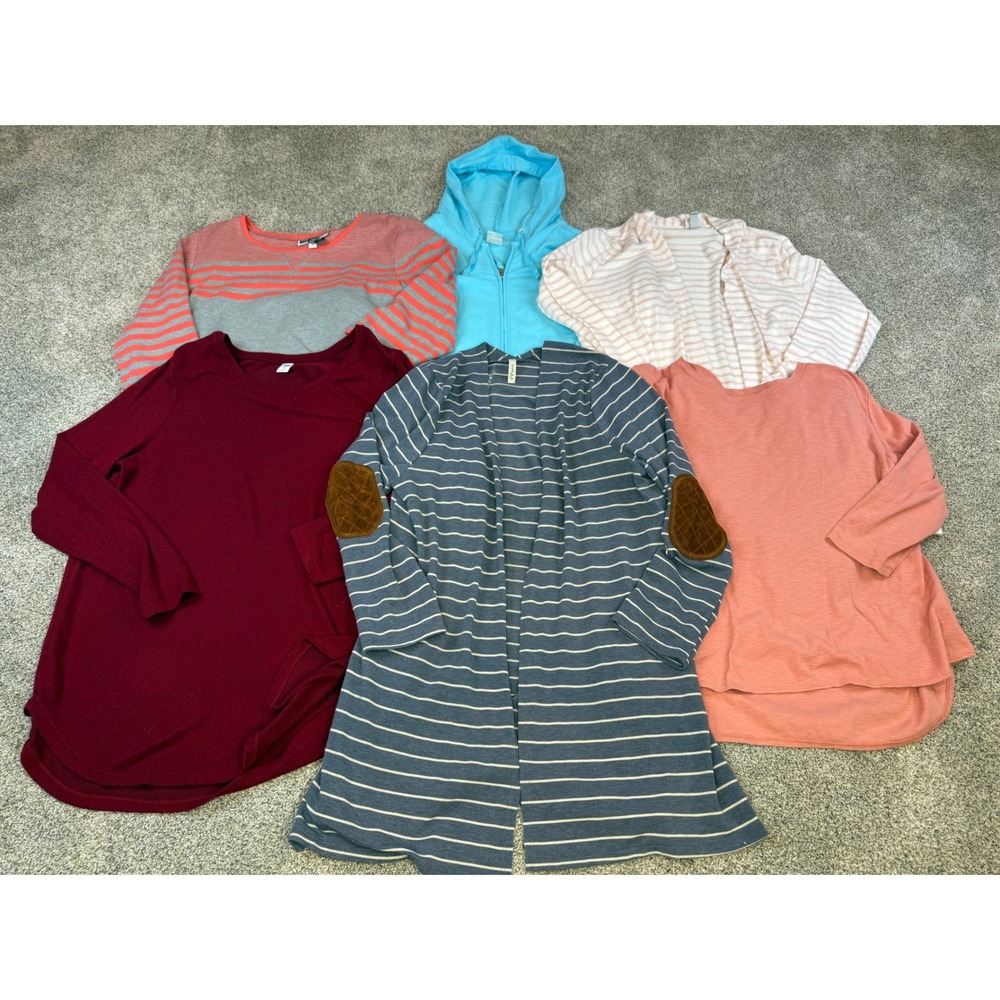 Womens‎ Top Bundle 6pc Cardigans Hoodie Tunic Striped Elbow Patch Multi Color
